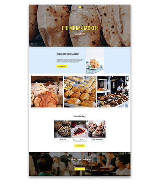 Homepage Baukasten, Vorlage für Bäckerei Homepage