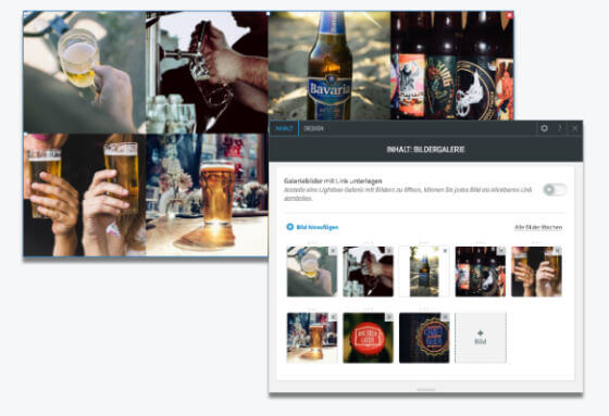 Homepage-Baukasten, Galerie erstellen für Craftbeer Website