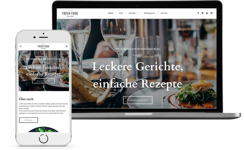 Homepage Baukasten, Vorlage für einen Foodblog
