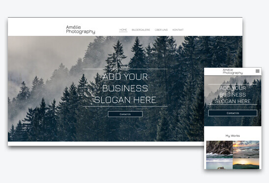 Homepage Baukasten, Fotografen-Homepage, verschiedene Bildschirmgrößen