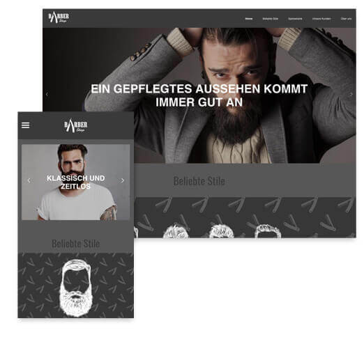 Homepage Baukasten, Vorlage für Friseur-Homepage