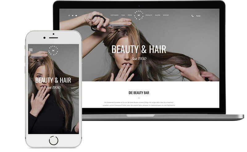 Homepage Baukasten, Vorlage für Friseur Website