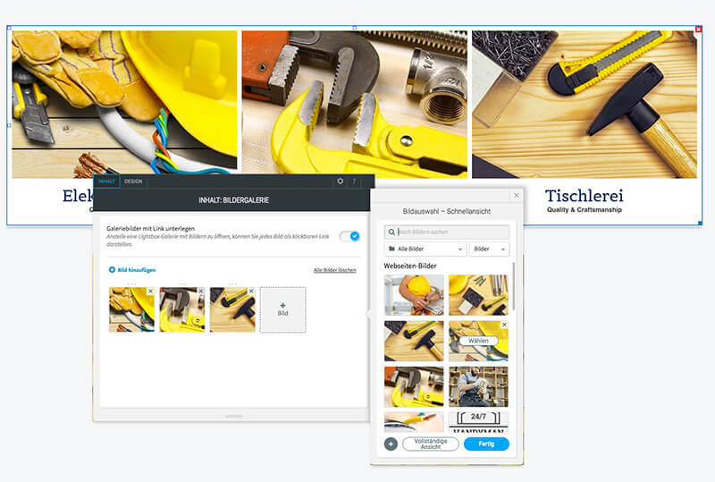 Homepage Baukasten, Vorlage für Handwerker Website, Bildergalerie