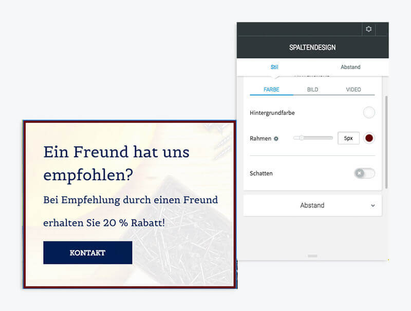 Homepage Baukasten, Vorlage für Handwerker Website, Teaser-Bearbeitung