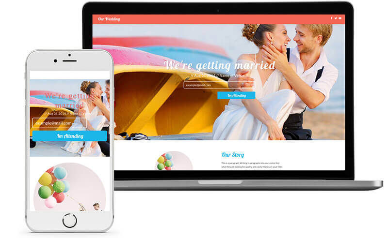 Homepage Baukasten, Vorlage für Hochzeitshomepage