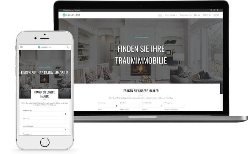 Homepage Baukasten, Vorlage für Immobilien Website
