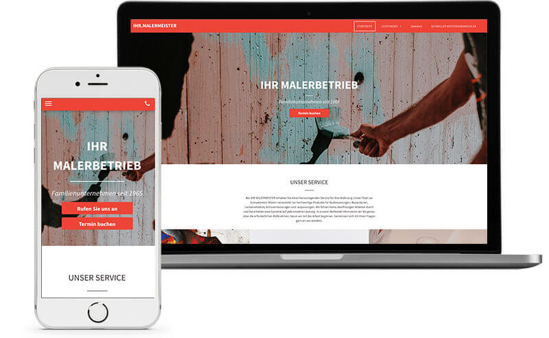 Homepage Baukasten, Vorlage für Maler-Homepage