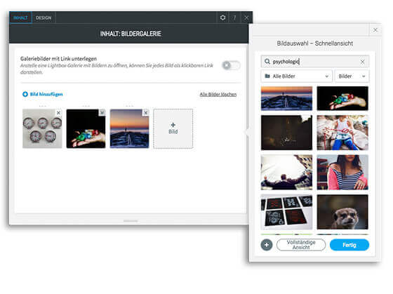 Homepage Baukasten, Vorlage für Psychologen Homepage, Galerie im Editor bearbeiten