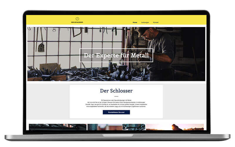 Homepage Baukasten, Vorlage für Schlosserei Homepage, Laptop-Ansicht