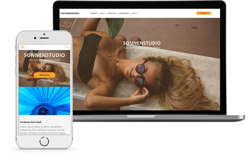 Homepage Baukasten, Vorlage für Sonnenstudio Homepage