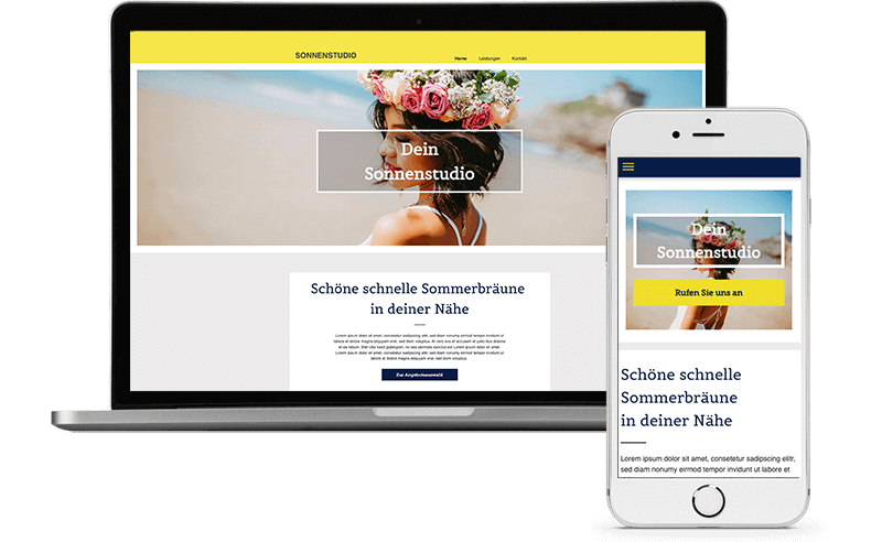 Homepage Baukasten, Sonnenstudio Homepage erstellen