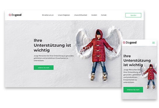 Homepage Baukasten, Vorlage für eigene Website/Homepage verschiedene Bildschirmgrößen