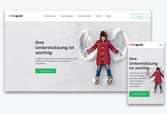 Homepage Baukasten, Vorlage für eigene Website/Homepage verschiedene Bildschirmgrößen