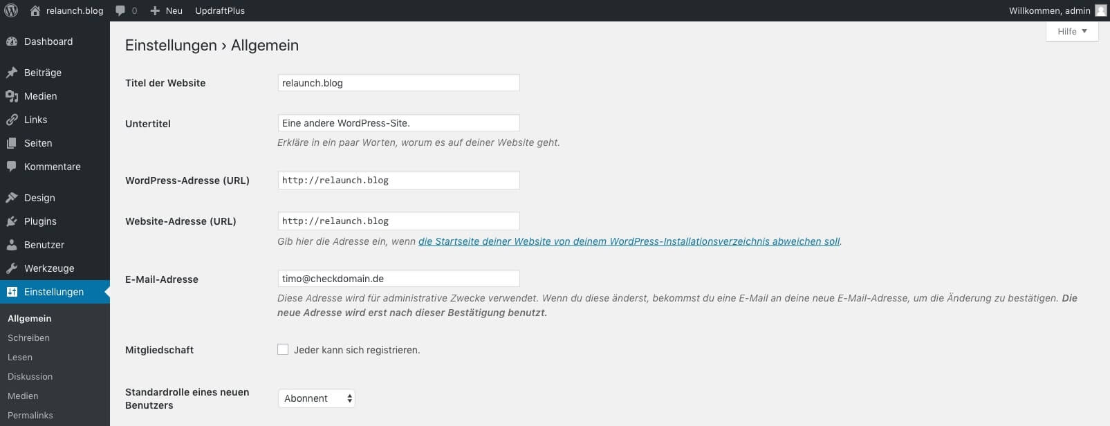 WordPress Tutorial Die Grundeinstellungen bei WordPress erklärt