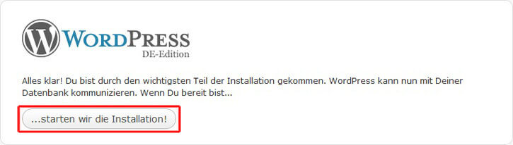 Wordpress, MySQL-Zugangsdaten eintragen