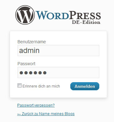 Wordpress, WordPress-Installation abschließen