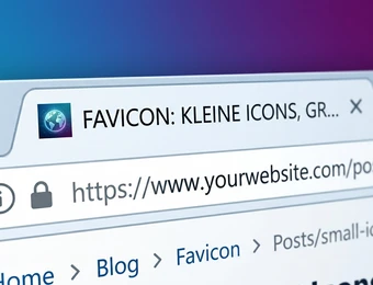 Screenshot eines Browserfensters mit Adressleiste, Schloss-Symbol, Tabs und Favicon-Icon.