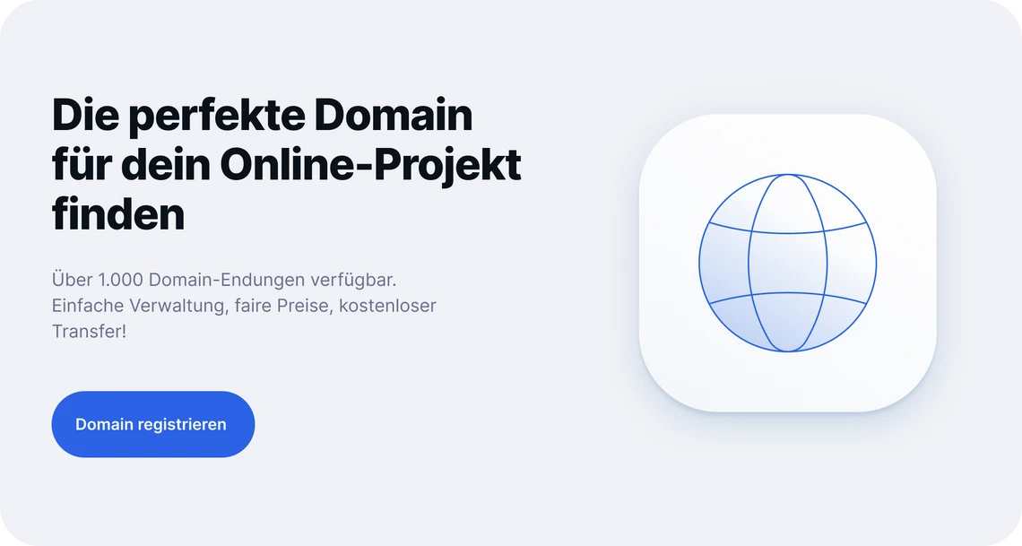 Linke Seite Textblock mit Überschrift; rechts weiße abgerundete Karte mit blauem Globus-Grafik; hellblauer Hintergrund.