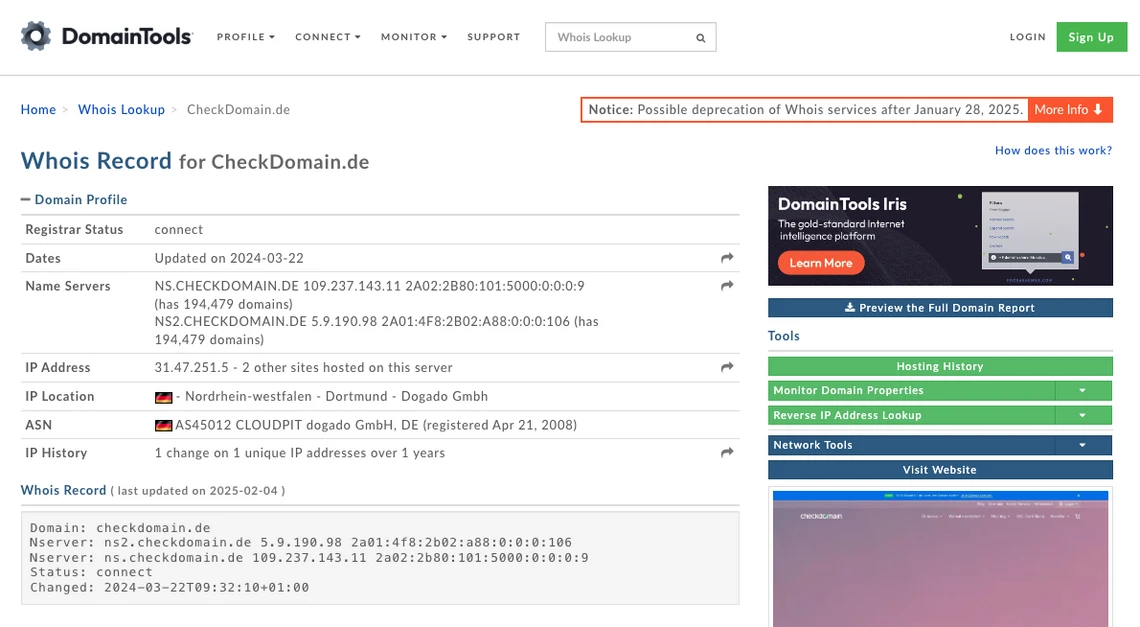 Whois Daten checkdomain.de