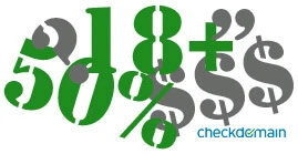 Mehrere überlappende grüne Zahlen und Prozentzeichen; graue Prozentzeichen; blaues Logo 'checkdomain' unten rechts.