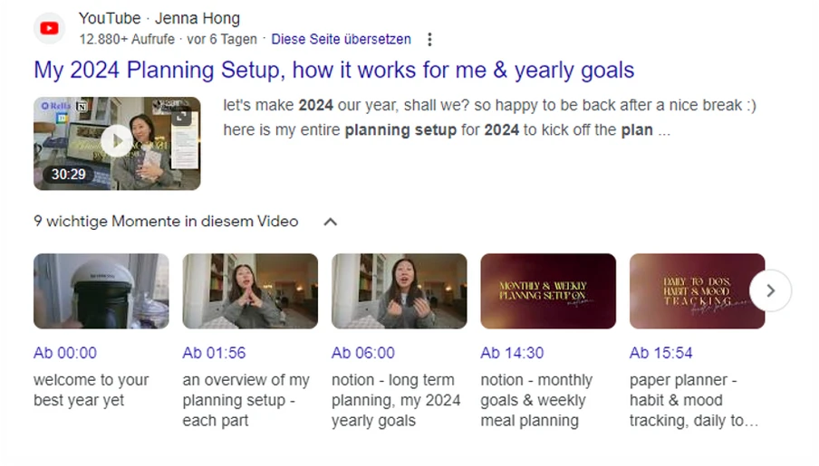 Youtube in den SERPS