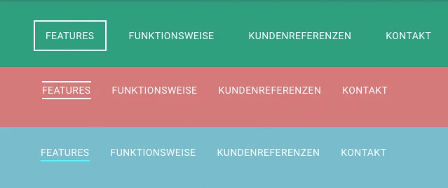 Hover-Effekte zeigen Nutzern, wo genau sie sich auf einer Website befinden. Screenshot: checkdomain Homepage-Baukasten