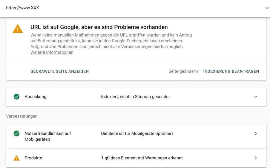 Abbildung 3: Die URL-Prüfung in der neuen Search Console