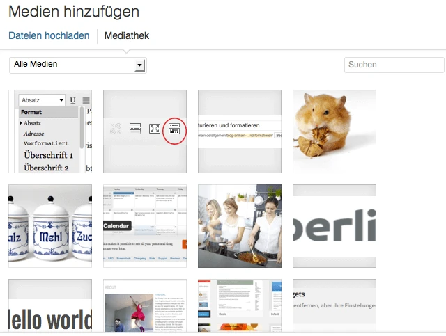 Das Hochladen der Bilder ist in WordPress mit ein paar Klicks per drag&drop erledigt.